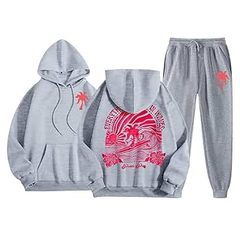 Amazon.com: Pink Graphic Hoodie for Women Sweatsuits 2 Piece